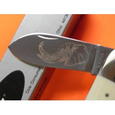 Ka-Bar Elephant/Toenail Whittler Pocket Knife w/ Green'ish Appaloosa Bone Handles & Blade Etch -NOS Ka-Bar Elephant/Toenail Whittler Pocket Knife w/ Green'ish Appaloosa Bone Handles & Blade Etch -NOS