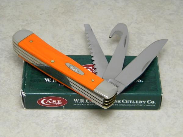 Case XX USA 2007 Orang Micarta 10354GS SS Guthook Skinner 3 Blade Trapper Knife in Box