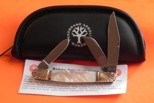 Boker "Double Tree" Stockman w/ Flawless & Fiery Mother of Pearl Handles & Fancy Bolsters -WOW