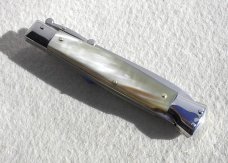 NEW OLD STOCK ITALIAN STILETTO 9" GENUINE HORN SWING GUARD KNIFE