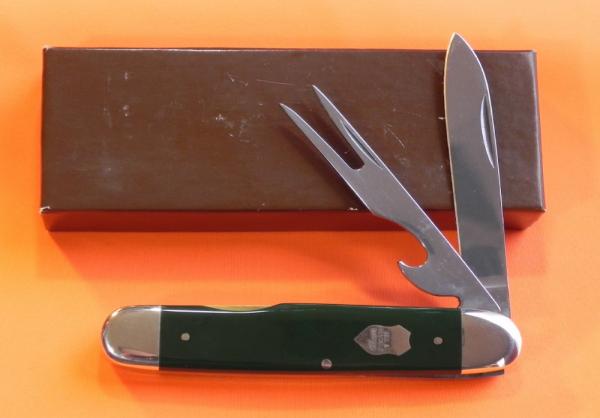 Paul Henckels, Camp knife w Green Synthetic Handles, Fork, Blade & Bottle Opener -NOS in Orig Box Paul Henckels, Camp knife w Green Synthetic Handles, Fork, Blade & Bottle Opener -NOS in Orig Box