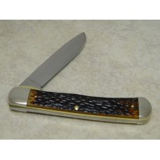 Western USA S-693 D Jigged Delrin Linerlock 1 Blade Trapper Knife with Raccoon Etch c.1980 Western USA S-693 D Jigged Delrin Linerlock 1 Blade Trapper Knife with Raccoon Etch c.1980