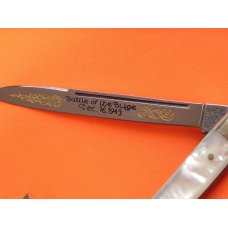 Battle Axe Brand -Shouse & Hardin WWW Theme, 3 Blade Mother of Pearl Whittler "Battle of the Bulge" Battle Axe Brand -Shouse & Hardin WWW Theme, 3 Blade Mother of Pearl Whittler "Battle of the Bulge"