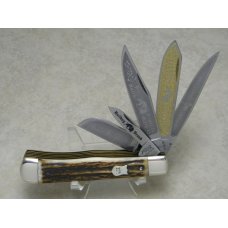 Bulldog Brand Solingen Germany Genuine Stag 20 Year Anniversary 5 Blade Trapper Knife in Box c.1998 Bulldog Brand Solingen Germany Genuine Stag 20 Year Anniversary 5 Blade Trapper Knife in Box c.1998