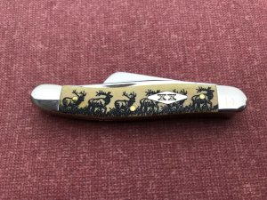 Case Walking Elk Smooth Antique Bone 6318 Med Stockman Knife 2007 SFO XX Shield