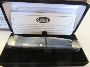 Case XX Navey Blue Giraffe Bone Trapper Pattern # EX254 SS