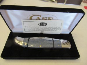 Case XX Navey Blue Giraffe Bone Folding Hunter Pattern # EX165 SS