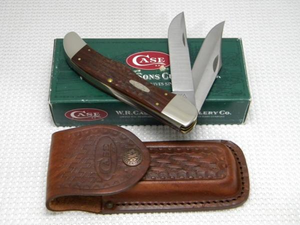 Case XX USA 2002 Wood 6265 SS Folding Hunter Knife - NIB w/Leather Pouch Case XX USA 2002 Wood 6265 SS Folding Hunter Knife - NIB w/Leather Pouch