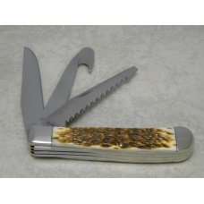 Case XX USA 2007 Amber Bone 6354GS SS Gut Hook Skinner 3 Blade Trapper Knife with Saw