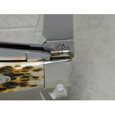 Case XX USA 2007 Amber Bone 6354GS SS Gut Hook Skinner 3 Blade Trapper Knife with Saw