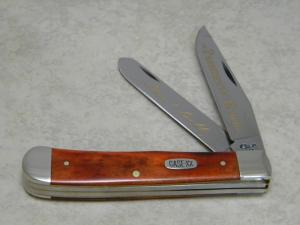 Case XX USA 1997 Smooth Mahogany Bone 6254 SS Mini Trapper Knife George Brinkley President's Day
