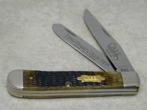 Case XX USA 1997 Bone 6254 SS Case Tested XX Tang Stamp Collection Trapper Knife with Gold Shield