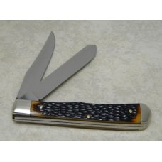 Queen Stainless USA #9135 Delrin "Q" Dagger Tang Stamp Etched Trapper Knife c.1984-1990 Queen Stainless USA #9135 Delrin "Q" Dagger Tang Stamp Etched Trapper Knife c.1984-1990