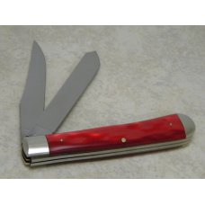 Queen Steel USA RI5 Red Celluloid "Q" Dagger 94 Tang Stamp Etched Trapper Knife c.1994 Queen Steel USA RI5 Red Celluloid "Q" Dagger 94 Tang Stamp Etched Trapper Knife c.1994