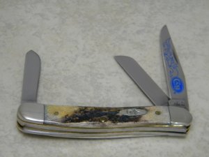 Case XX USA 2006 Stag 5318 SS Blue Scroll Stockman Knife