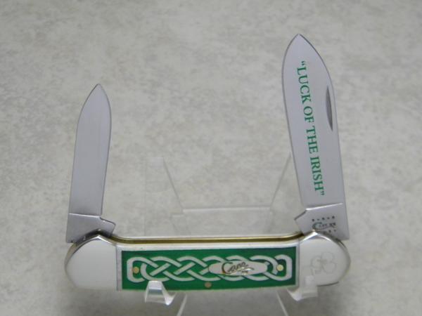 Case XX USA 2010 Bone 62131 SS "Happy St. Patrick's Day - Luck of the Irish" Canoe Knife Case XX USA 2010 Bone 62131 SS "Happy St. Patrick's Day - Luck of the Irish" Canoe Knife