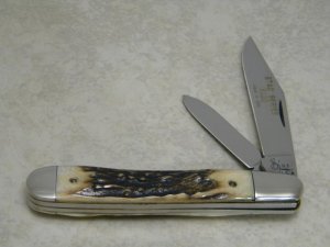 Queen #28 Stag Series 6120 Large Jack Knife "Q83" USA Tang Stamp Etched c.1983