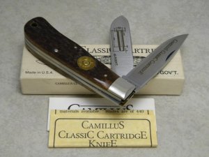 Camillus NY USA CCC-1 Bone Classic Cartridge 45-70 GOV'T Jumbo Trapper Knife in Box