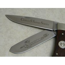 Camillus NY USA CSS-1 Wood Safari Series Cape Buffalo 375 H&H Mag Jumbo Trapper Knife in Box