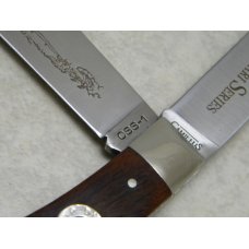 Camillus NY USA CSS-1 Wood Safari Series Cape Buffalo 375 H&H Mag Jumbo Trapper Knife in Box