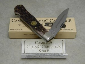 Camillus NY USA CCC-6 Bone Classic Cartridge 44 Rem. Mag. Jumbo Lockback Trapper Knife in Box