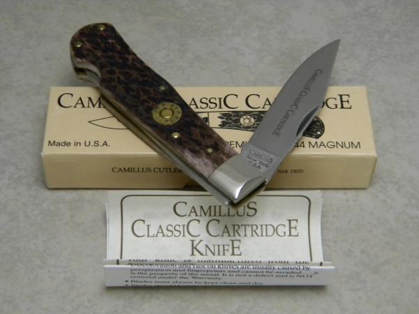 Camillus NY USA CCC-6 Bone Classic Cartridge 44 Rem. Mag. Jumbo Lockback Trapper Knife in Box Camillus NY USA CCC-6 Bone Classic Cartridge 44 Rem. Mag. Jumbo Lockback Trapper Knife in Box