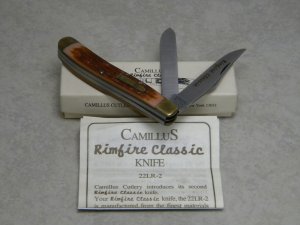 Camillus New York USA 22LR-2 Jigged Delrin "Rimfire Classic" Trapper Knife in Box c.1993