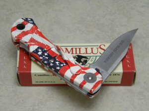 Camillus New York USA Ol' Glory LEV-R-LOK Model 5848F "God Bless America" Lockback Knife in Box