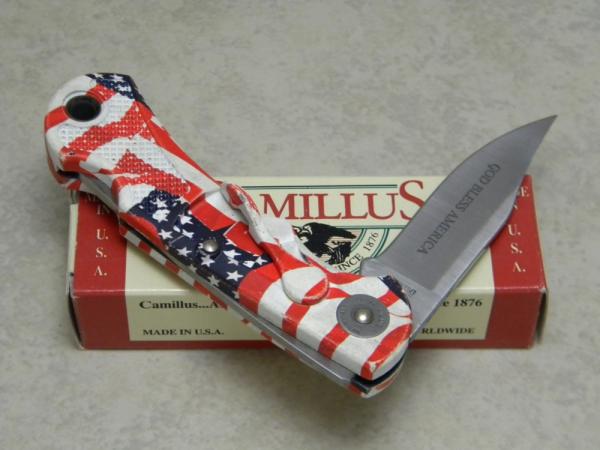 Camillus New York USA Ol' Glory LEV-R-LOK Model 5848F "God Bless America" Lockback Knife in Box Camillus New York USA Ol' Glory LEV-R-LOK Model 5848F "God Bless America" Lockback Knife in Box