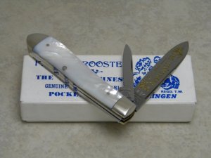 Fight'n Rooster Germany Pearl "The Tennessean" Teardrop Jack Knife in Box c.1987
