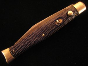 SCHRADE WALDEN  N.Y.   BLACK  FISHTAIL  AUTO  KNIFE   1946 – 1973  OLD VINTAGE  KNIVES