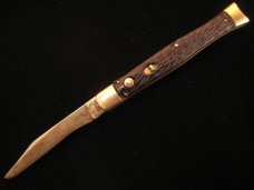 SCHRADE WALDEN N.Y. BLACK FISHTAIL AUTO KNIFE 1946 – 1973 OLD VINTAGE KNIVES SCHRADE WALDEN N.Y. BLACK FISHTAIL AUTO KNIFE 1946 – 1973 OLD VINTAGE KNIVES