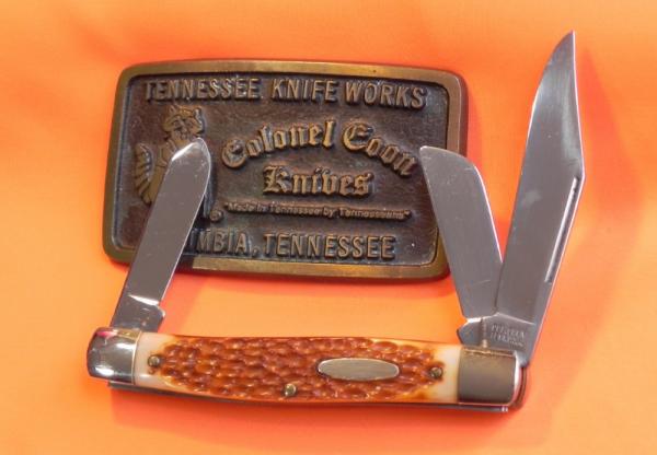 Vintage Colonel Coon 3 Blade Stockman Pocket Knife with Derlin Handles -NOS -Factory Edges on Blades