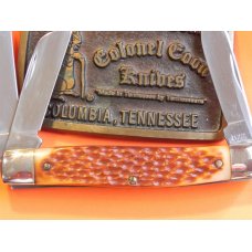 Vintage Colonel Coon 3 Blade Stockman Pocket Knife with Derlin Handles -NOS -Factory Edges on Blades