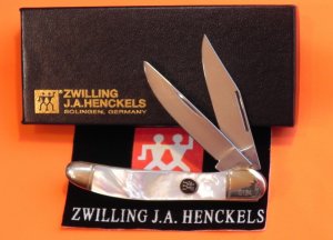 Zwilling J A Henckels 2 Blade Copperhead Pocket Knife w/ Fiery Mother of Pearl Handles -NOS