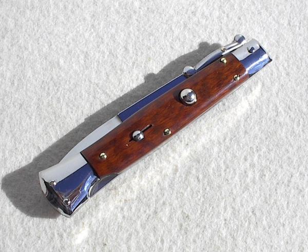 NEW OLD STOCK ITALIAN STILETTO 9" GENUINE SNAKEWOOD SWING GUARD KNIFE 