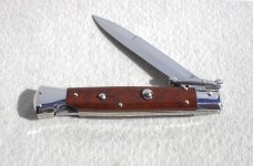 NEW OLD STOCK ITALIAN STILETTO 9" GENUINE SNAKEWOOD SWING GUARD KNIFE 