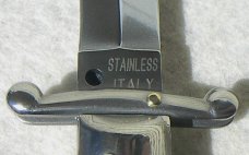 NEW OLD STOCK ITALIAN STILETTO 9" GENUINE  BRAZILIAN  HORN SWING GUARD KNIFE