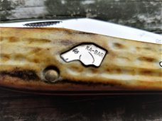 1978 Ka-Bar Dog Head Knife Jigged Bone Union Cutlery Olean NY V111/78 