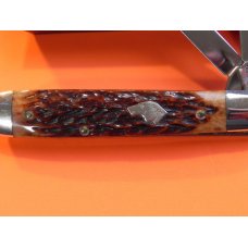 Vintage Ka-Bar Dog Head 2 Blade Trapper?Plowmans Knife w Chestnut Bone Handles - NOS & Near Mint Vintage Ka-Bar Dog Head 2 Blade Trapper?Plowmans Knife w Chestnut Bone Handles - NOS & Near Mint