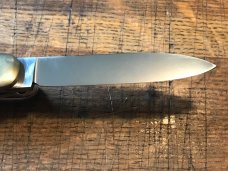 vintage HUBERTUS stag handled switchblade unused unsharpened etched spear blade vintage HUBERTUS stag handled switchblade unused unsharpened etched spear blade