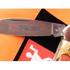 Vintage J A Henckels 2 Blade Canoe w/ Great Stag Handles & Blade Etch - M/NM -NICE ONE! Vintage J A Henckels 2 Blade Canoe w/ Great Stag Handles & Blade Etch - M/NM -NICE ONE!