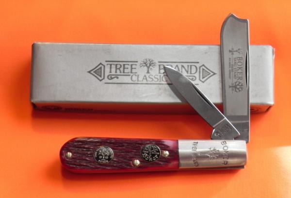 Vintage Boker (Tree Brand) 2 Blade Razor Barlow w/ Red BoneHandles w/ 2 Shields!- NOS with Orig Box