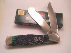 Case 2010 Hunter Green Bone C62050 SS Cotton Sampler Coke Bottle Folding Hunter Knife with Box 