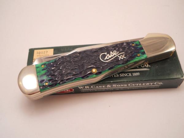 Case 2010 Hunter Green Bone C62050 SS Cotton Sampler Coke Bottle Folding Hunter Knife with Box 