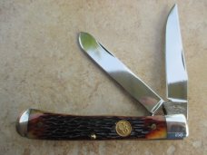 Canal Street Full Moon Trapper with Amber Jigged Bone Handles and D2 Blade Steel 
