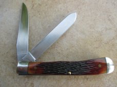 Canal Street Full Moon Trapper with Amber Jigged Bone Handles and D2 Blade Steel 