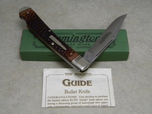 Remington UMC USA 1992 Delrin R1253 Bullet Guide Lockback Knife in Green Box
