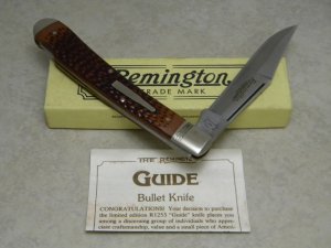 Remington UMC USA 1992 Delrin R1253 Bullet Guide Lockback Knife in Yellow Box