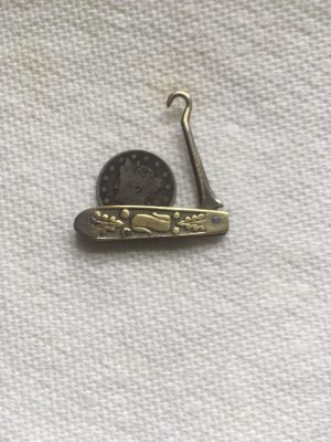OLD ANTIQUE MINATURE SILVER BUTTON HOOK KNIFE & V NICHOL